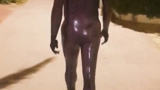 Hot ride on boardwalk in latex