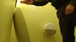  Pissing in a yellow public toilet