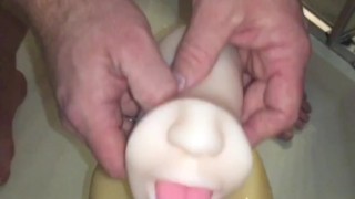 Preview to full length Pissing, Jerking, & Cumming All Over His Flesh Toys For A Fan & tastes it all