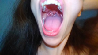 Hairy Crazy Oral Tongue Loving Slut PinkMoonLust Does a Camera Angle Check Inside Her Mouth Nose 