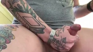 Tattooed gay boy tries out Lovense dildo for first time 