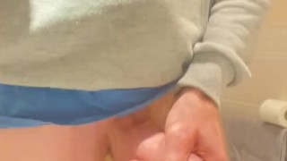 Pissing in to the sink from my big uncut straight guy cock