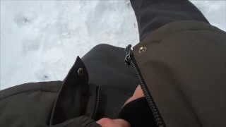 Flashing Cock Over a Busy Highway (Didn't Notice the Cop Car Until After!)