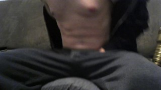 Hot College Stud Strokes Thick Cock in Grey Sweatpants - BigWBoy1223