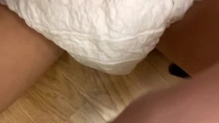 Christmas delight, pissing in the diaper under the Christmas tree. Merry Christmas