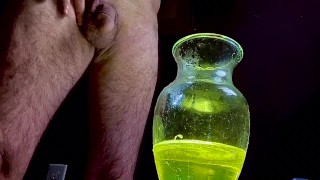 Italian hunk strong yellow piss in glass Part 1 