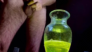 Italian hunk strong yellow piss in glass Part 1 
