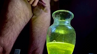 Italian hunk strong yellow piss in glass Part 1 
