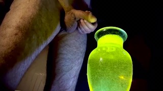 Hot Rank Piss Session - hung hunk fills a jar with piss 