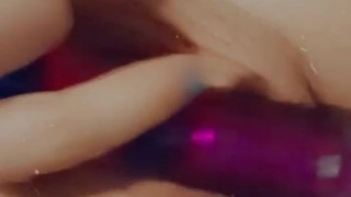 Hot, young Milf banging herself with favorite purple vibrator 