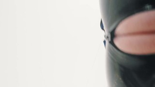 Black Latex Catsuit Home Phone Selfie Video