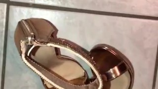 Girlfriend New Gold Heels Cummed