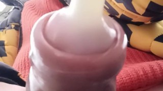 Filling condom with cum