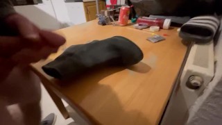 She cheated so I splashed cum all over her boots before I left the house