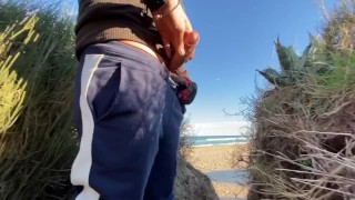 Cruising at the gay beach rock hard dick