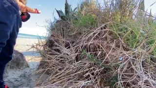Cruising at the gay beach rock hard dick