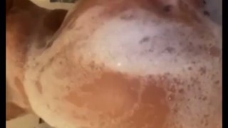 Soapy teen ass fingering  amateur 