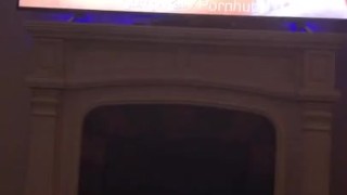 Stroking my cock while I watch Pornhub on 82in TV
