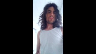Hot wanking long hair guy