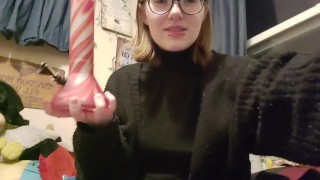 Little slut humps her pillow while she smokes - Izzy Hellbourne 