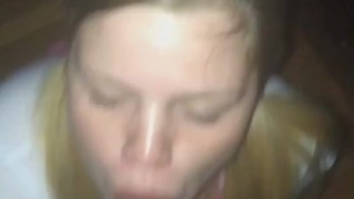Blonde sucks bbc in school uniform