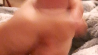 Moaning while stroking my cock and listening to porn