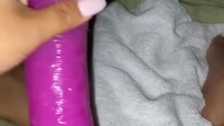MIXED SLUT with a double sided dildo pounds pussy