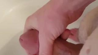 Jerked off in shower till I cum, while my gf was on phone talking to her bestfriend 