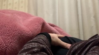 Nipple cum on the bed