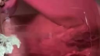 Peeing on my pink glas chair 