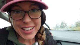 Sneaky Girl Pees From Car