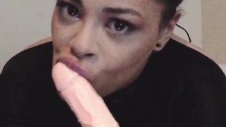 Big Lip babe Sucking Big Dildo 