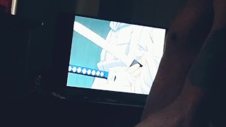Black twink caught jerking watching anime 