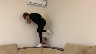 [Preview] Stepsis Enslaved Her Stepbro and Humiliates Him With Her Socks - Gagging, Trampling Femdom