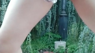 Pervert exhbitionist jock swallow cum in public park