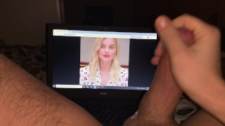 Masturbation on Margot Robbie face and get cum