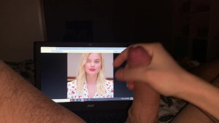 Masturbation on Margot Robbie face and get cum