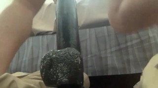 Twink riding Big Black Dildo for the THIRD time!!