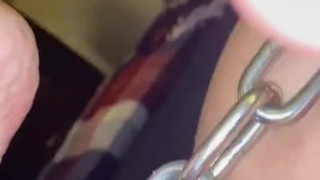 Dildo play while mistress is subdued 