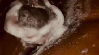 Chocolate Man Strokes Black Dick & Cums