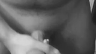 Stroking my veiny cock until I cum all over my mirror