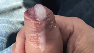 Hot Guy strokes cock in public for wife in the car moaning, can’t stop and must cum