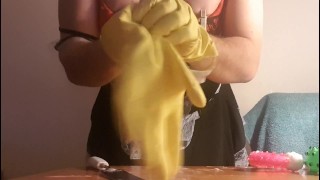 British Maid Crossdresser Playing With Sissy Tits and Twerking
