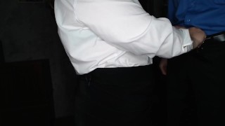 Secretary jerks off her boss