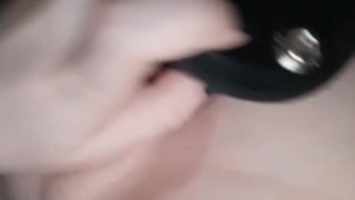 Submissive fucks herself and cums too easily with dildo in hand 