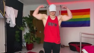 18 year old working out at home shirtless 