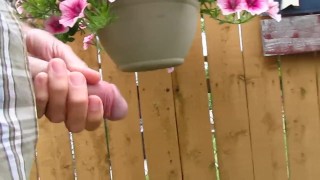 Outdoors Cum Shot....taking a break from my yardwork