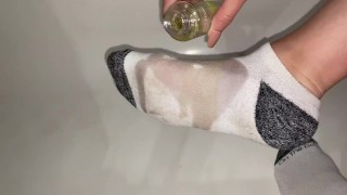Foot Oil Massage in Socks