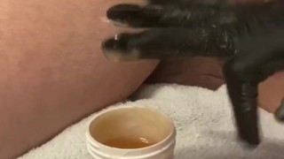 Our very first Brazilian Sugar Waxing experience done with at home kit. Intense pain w/ happy ending