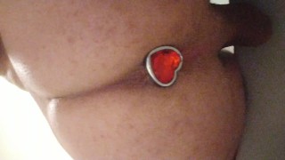 Slut squirts water from her butthole